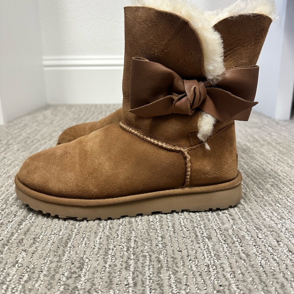 UGG Tan Suede Boots with Bow